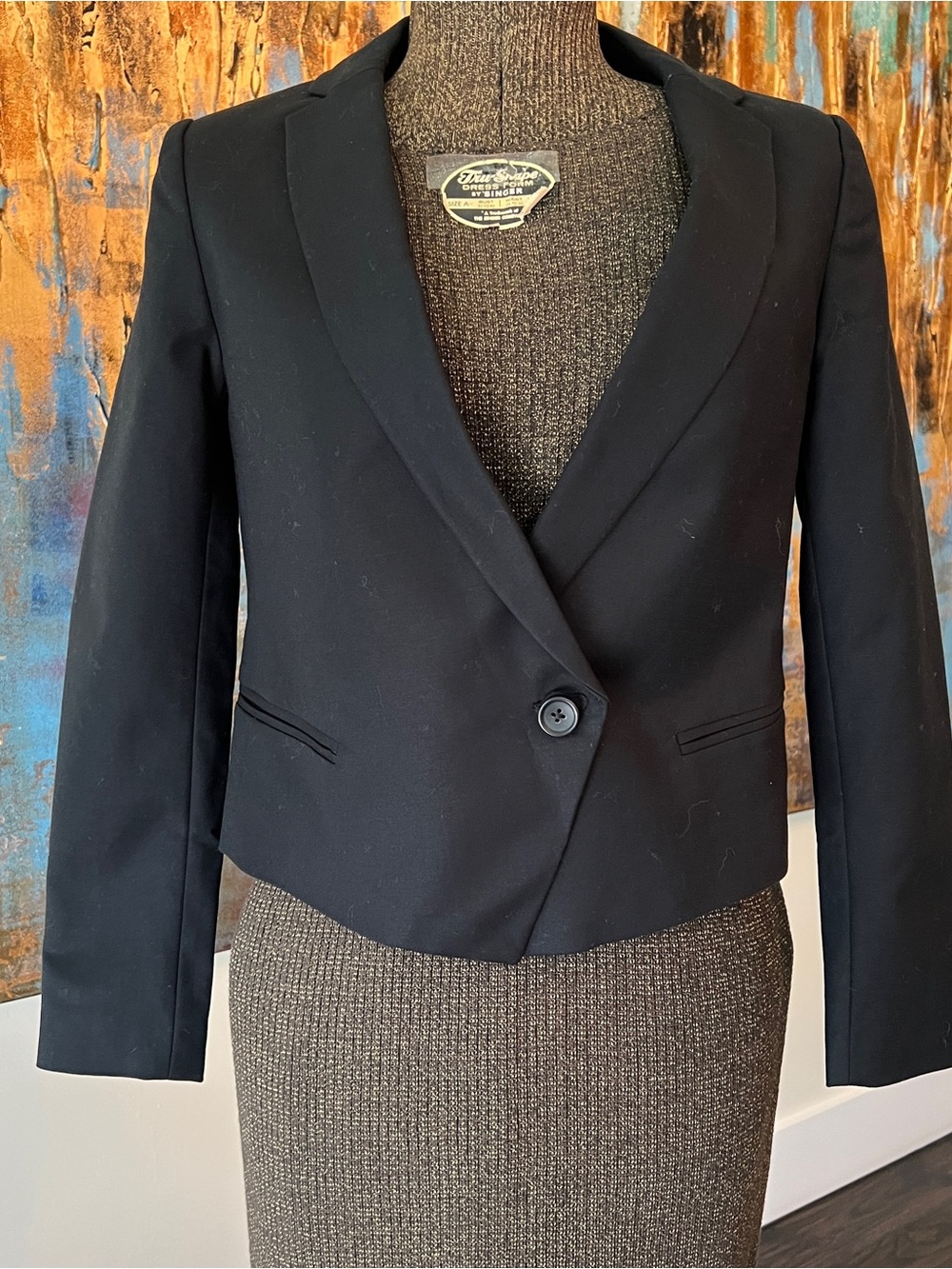Banana Republic Factory Black Cropped Single-Button Blazer